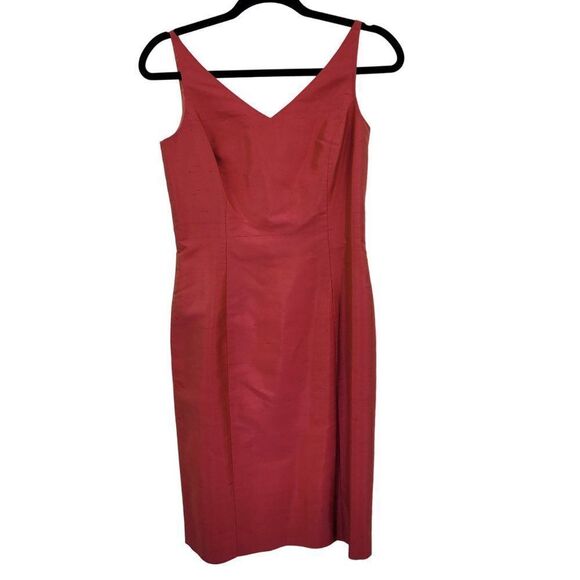 Ann Taylor Petites Iridescent Pink Silk Cocktail Dress 2P Sleeveless Tea Sheath - Picture 4 of 11